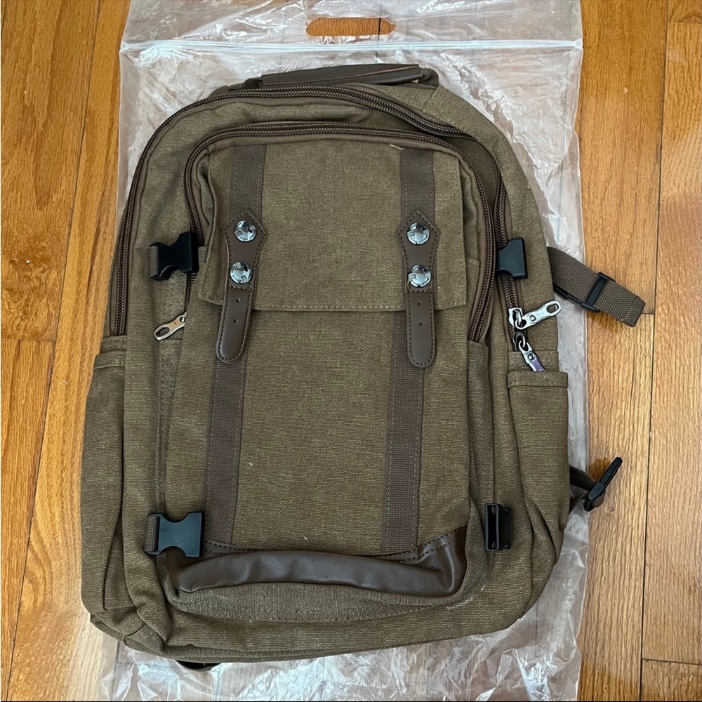 Men's Brown Canvas Backpack